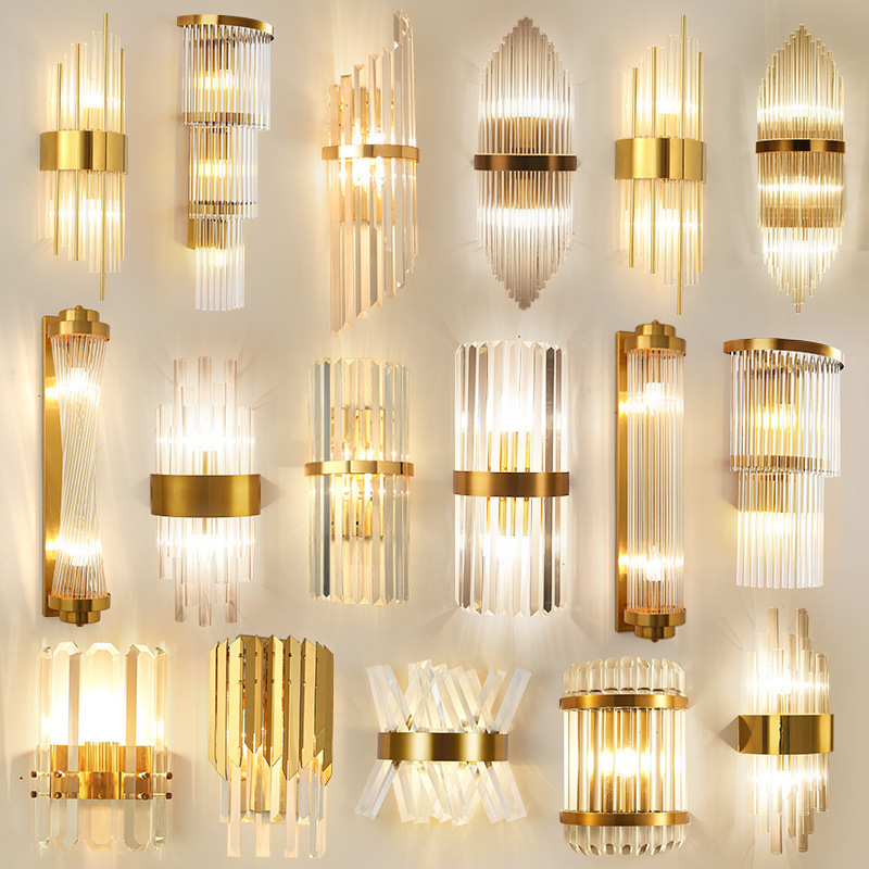 Indoor Luxury Crystal Bedroom For Home Led Decor Bedside Chandelier Decorative Metal Modern Led Crystal Wall Sconce Light Lamps