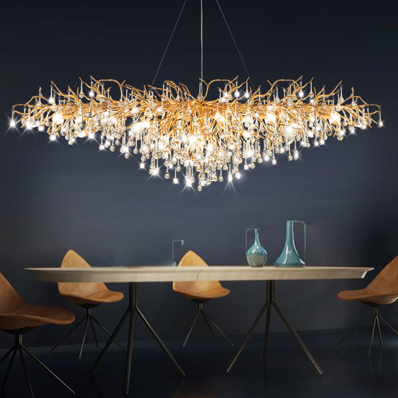 Decoration Modern Nordic Dining Living Room Wedding Hotel Decor Crystal Gold Led Luxury Chandeliers Restaurant Pendant Lights