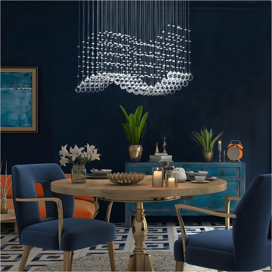 Large High Quality Luxury Lighting Rectangular Dining K9 Crystal Spiral Raindrop Modern Led Chandelier Pendant Lamp