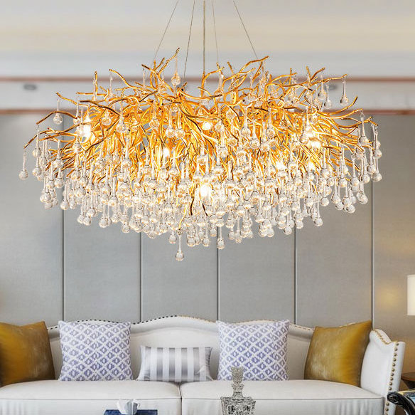 Modern Golden Luxury Metal Glass Dining Living Room Hotel Crystal Chandeliers Pendant Lights