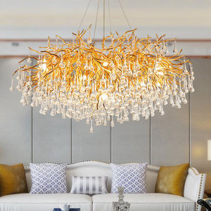 Modern Golden Luxury Metal Glass Dining Living Room Hotel Crystal Chandeliers Pendant Lights