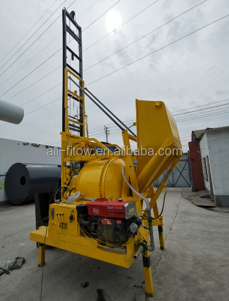 High quality mobile diesel engine concrete drum mixer machine with lift for block machine