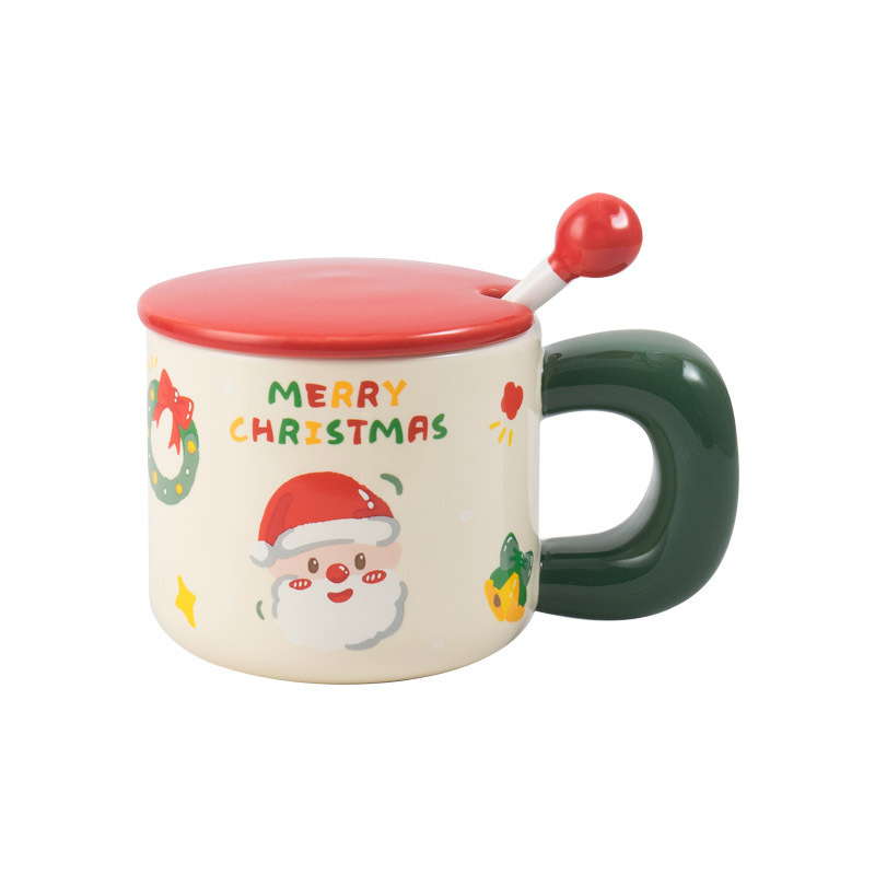 Print On Demand Sublimation Snow Globe Christmas Tree Santa Claus Decoration Ceramic Christmas Coffee Mug Cup Gift Box Set