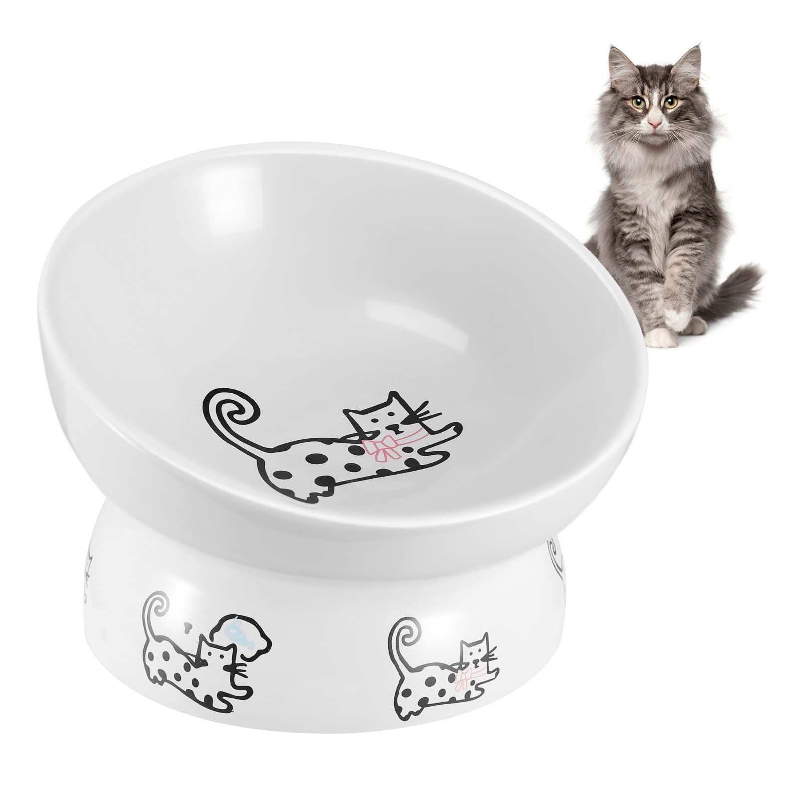 Factory Direct Custom 8oz Raised Cat Food Bowl Durable Ceramic Cat Bowl Porcelain Elevated Slanted Pet Feeder Bowls For All Cats