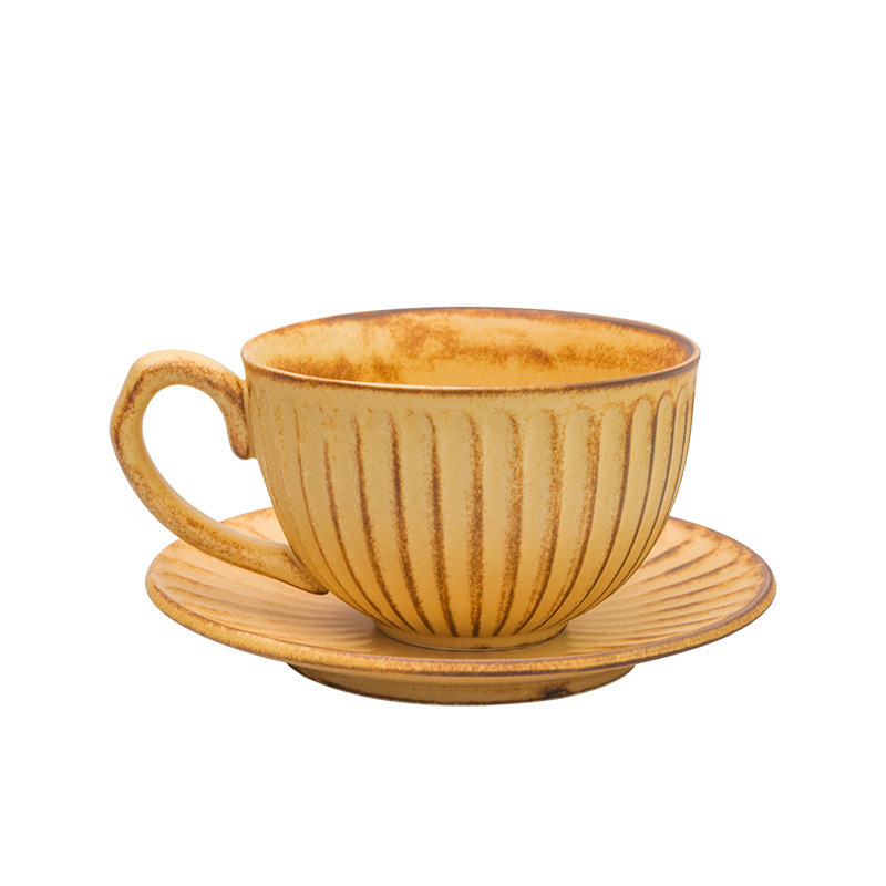 Western Stripes Texture Retro Coarse Pumpkin Shape Pottery Afternoon Tea Espresso Coffee Ceramics Tasse A Cafe Mug