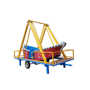 Mobile amusement park rides children game swing boat trailer mounted mini pirate ship