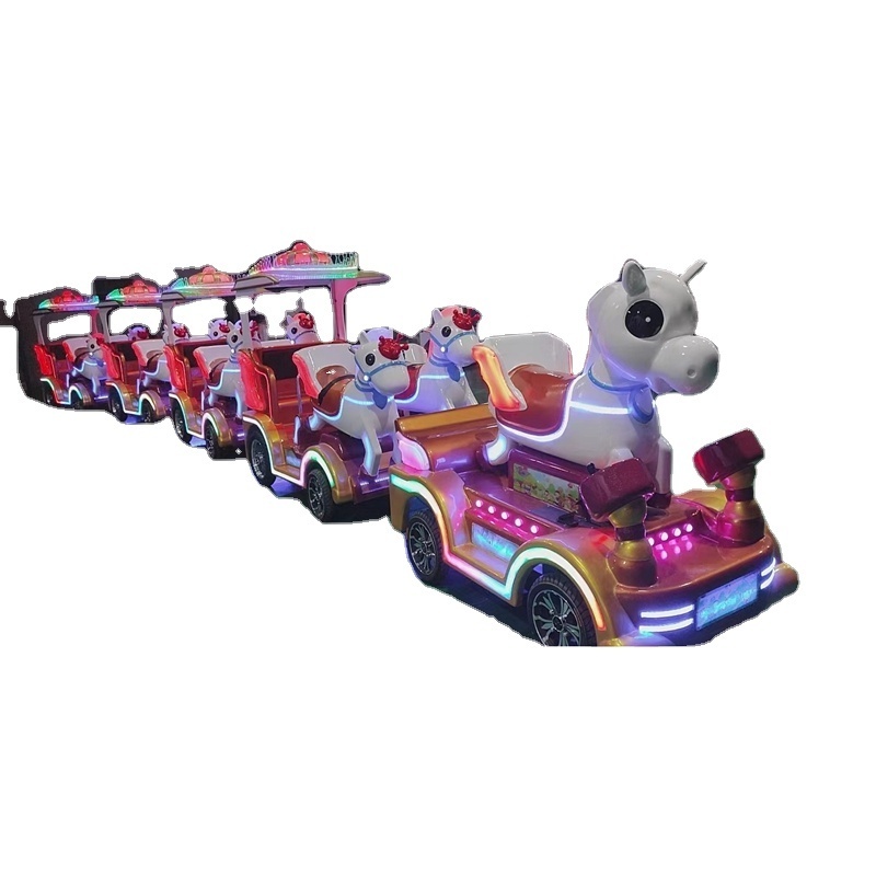 Kids Adult Park Amusement Rides Cartoon Horse Electric battery horse carriage Trackless Train For Sale