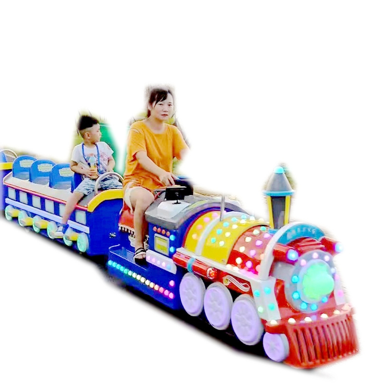 Colorful fun train kiddie entertainment used trackless train for sale