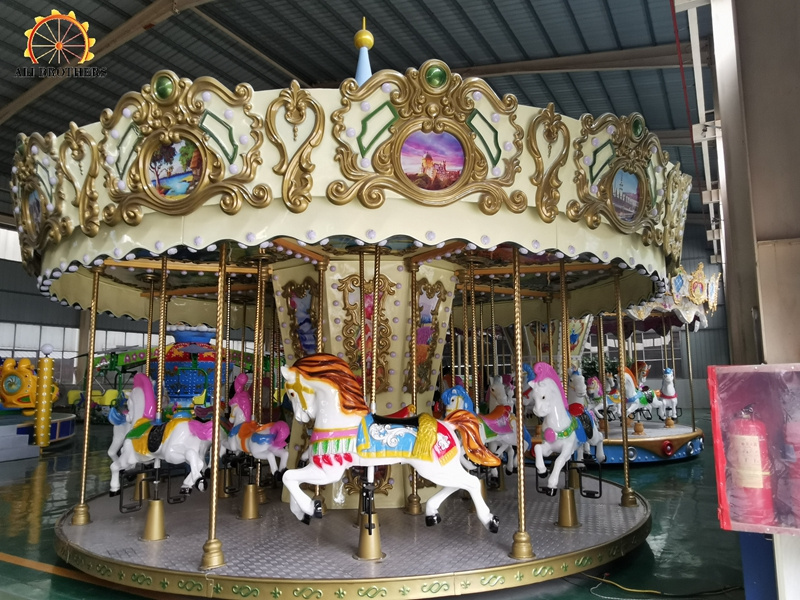 Hot selling amusement park equipment kiddie rides up-drive  fiberglass horse for carousel