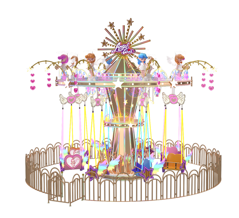 Indoor and outdoor amusement park swing kids new design 16 seats fairy angel   flying chair rides for sale