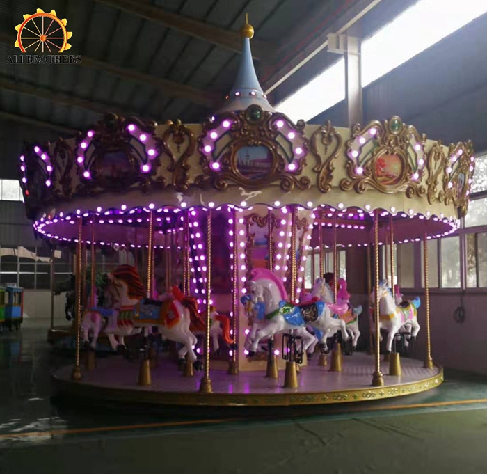 Hot selling amusement park equipment kiddie rides up-drive  fiberglass horse for carousel