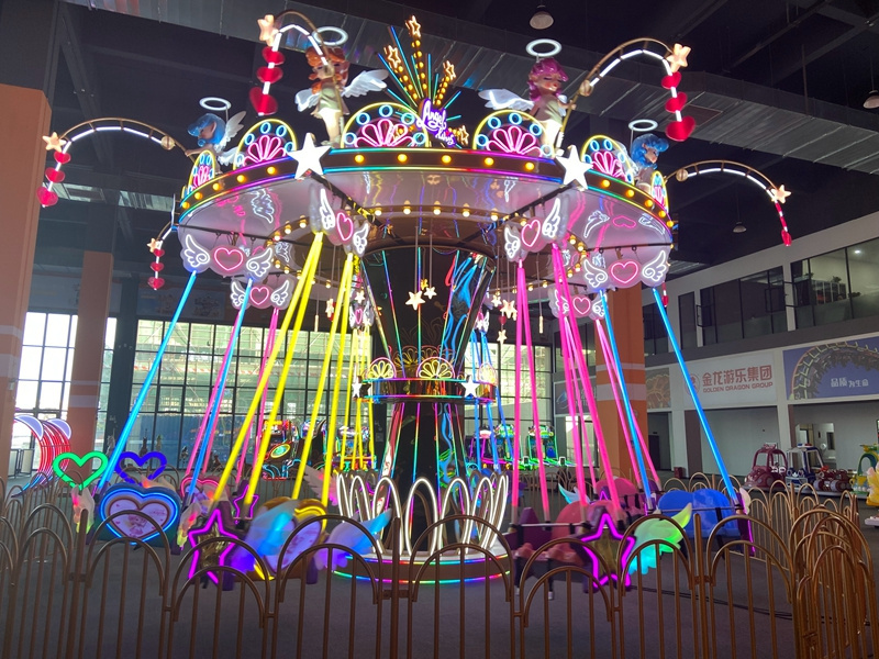 Indoor and outdoor amusement park swing kids new design 16 seats fairy angel   flying chair rides for sale