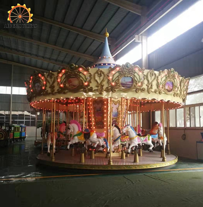 Hot selling amusement park equipment kiddie rides up-drive  fiberglass horse for carousel