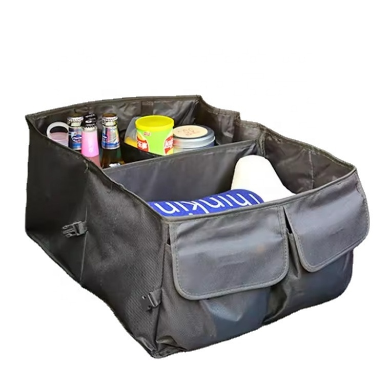 Polyester Collapsible Backseat Car Organizer Storage Box Boot Car Trunk Organizer Multi-Pocket Travel Storage