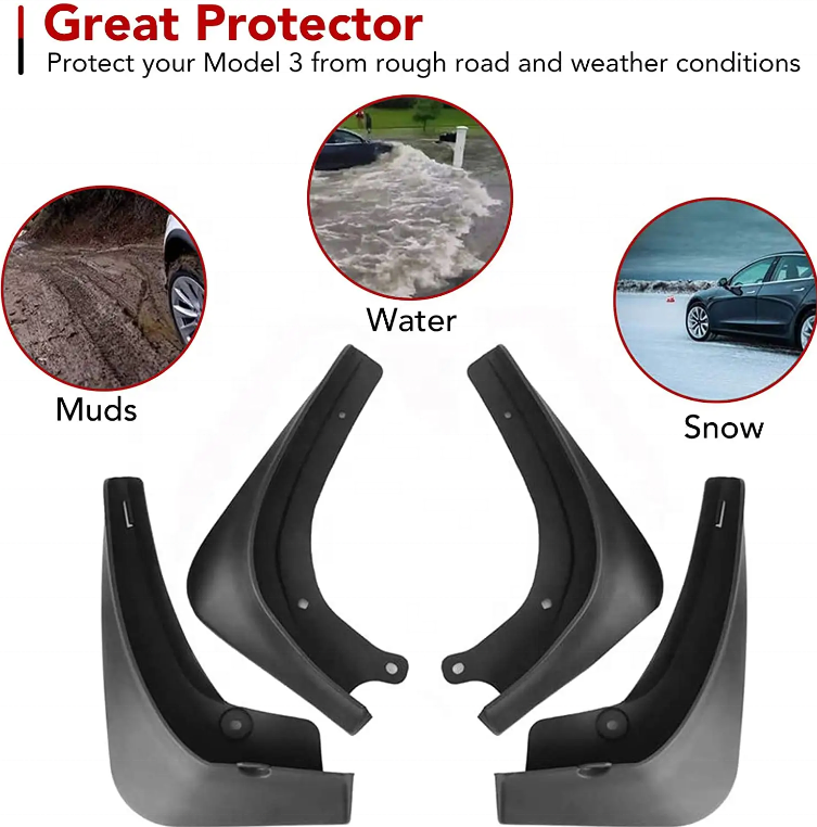 Fit New Energy Car Mud Flaps 4 piece Car Inner Fender Splash Guards Car Mud Flaps In Stock for Universal Model