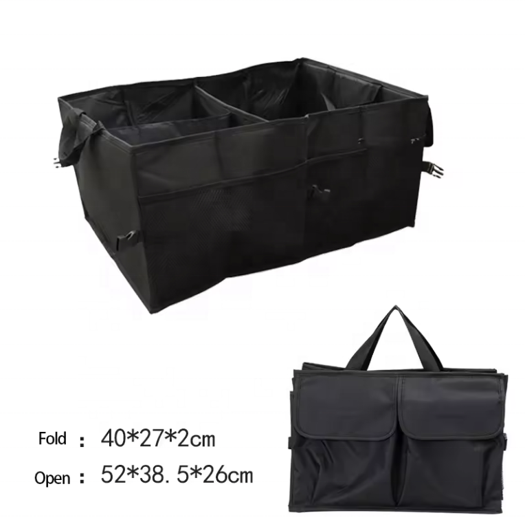 Polyester Collapsible Backseat Car Organizer Storage Box Boot Car Trunk Organizer Multi-Pocket Travel Storage