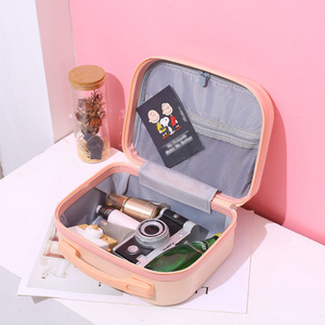 Ladies fashionable luggage box fit on the luggage mini travel cosmetic zipper hard shell portable light carry on suitcase