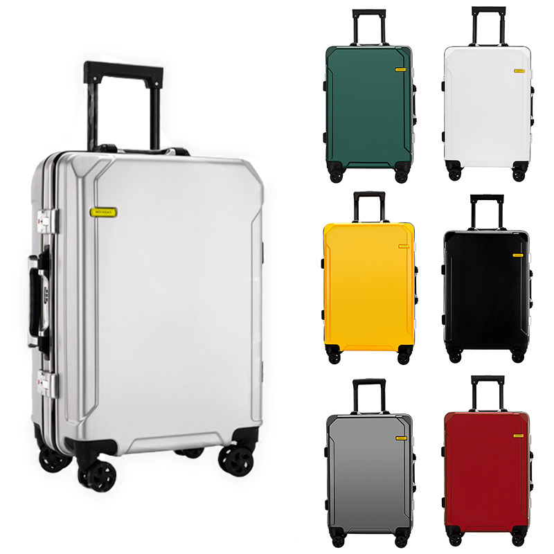 High quality customized travel bag men women fashionable PC hard shell zipper suitcase aluminum frame carry on luggages