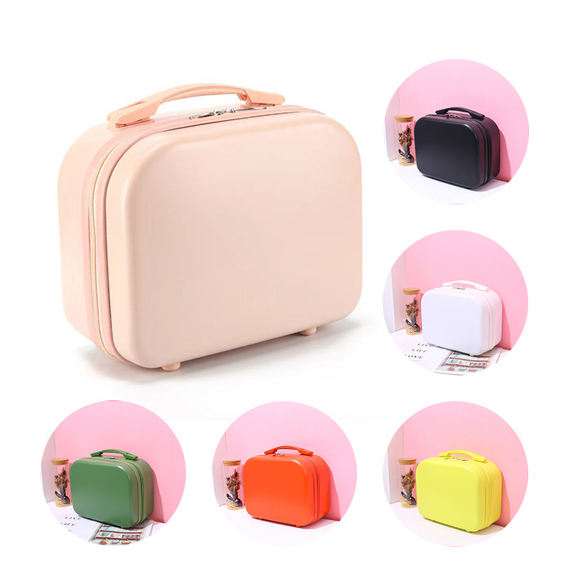 Ladies fashionable luggage box fit on the luggage mini travel cosmetic zipper hard shell portable light carry on suitcase