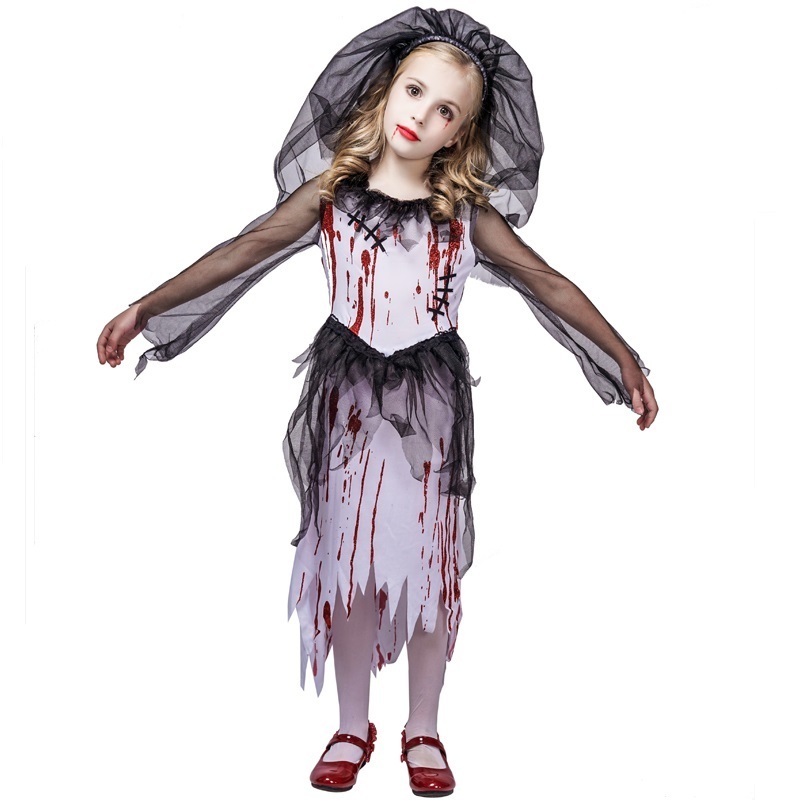 Girl's  Ghost Bride Costume  Halloween Party Bloody Bride Costume for Child