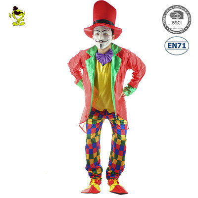 Scary Halloween Party Fancy Dress Clown Costume Funny Magic Clown Costume For Men