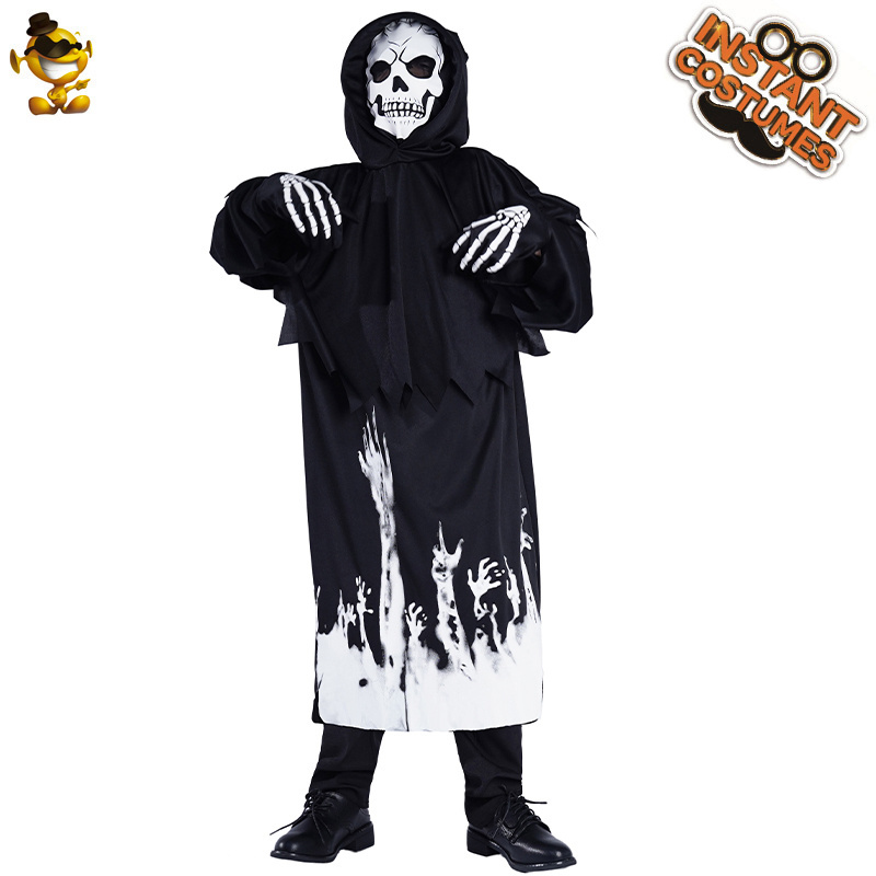 Kids Glow in Dark Costume Boy Ghost Skeleton Suit For Halloween Dress Up Party