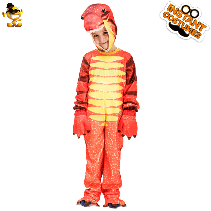 Kid's Cos Orange Tyrannosaurus Fancy Dress Halloween Party Animal Cosplay Dragon Costume