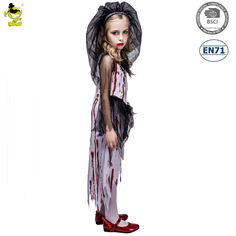 Girl's  Ghost Bride Costume  Halloween Party Bloody Bride Costume for Child