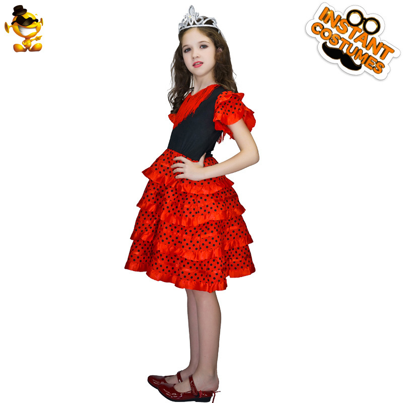 Beautiful native Girls Red Princess Dress halloween Role Play Princess Costume for Kids