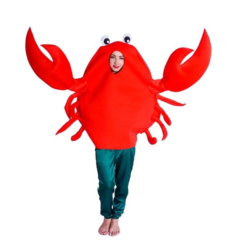 Funny Red Crab Jumpsuit Halloween  Party Stage Performance Clothing Cosplay Crab Mascot Costume