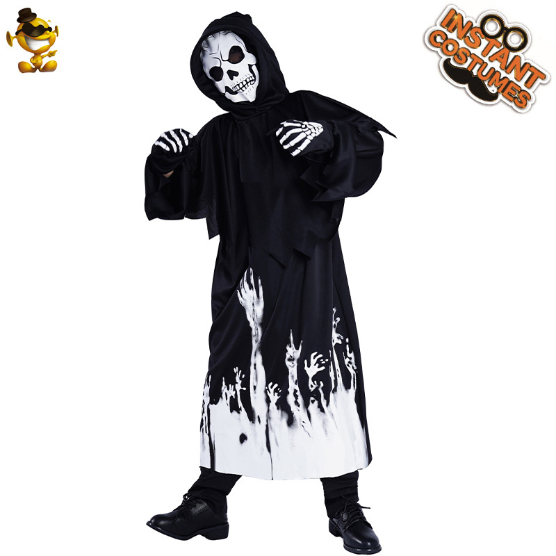 Kids Glow in Dark Costume Boy Ghost Skeleton Suit For Halloween Dress Up Party