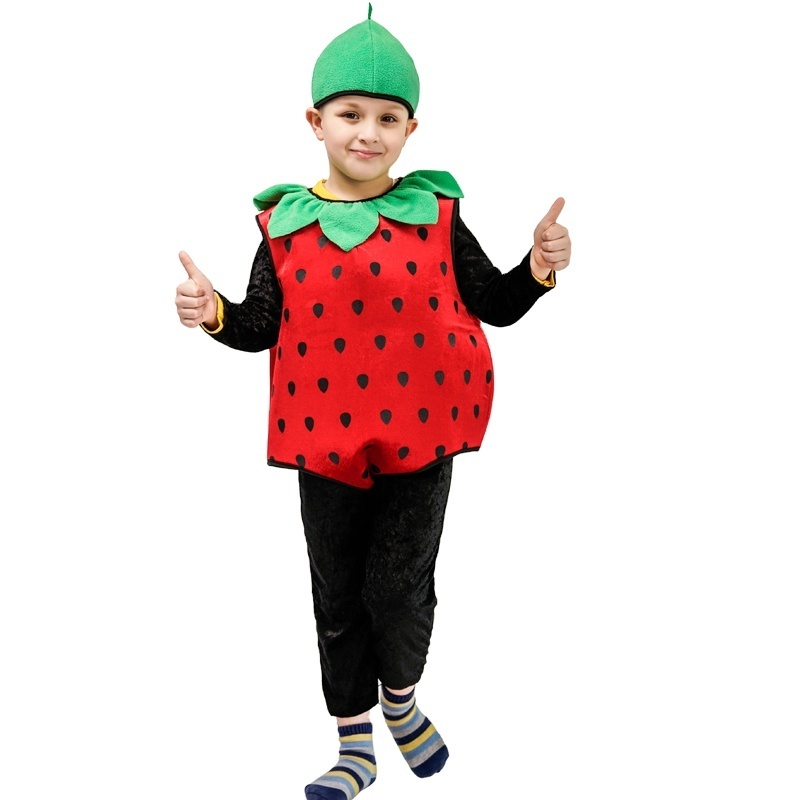 Kid's Cute Strawberry Outfit halloween Party Stage Performance Clothing Cosplay Funny Strawberry Costume