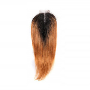 2x6 Lace Closure Ombre Human Hair Virgin Remy Hair Deep Part Closure with Baby Hair Brazilian Straight Two Tone Color 1B/30