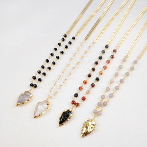 G1356 Fashion beaded necklace women natural stone gold plated necklace boho jewelry wholesale