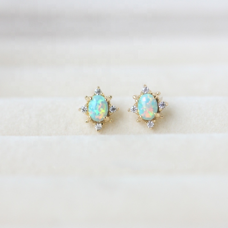 925 Sterling silver gold plated Opal bridal jewelry western earrings fashion earrings wholesale