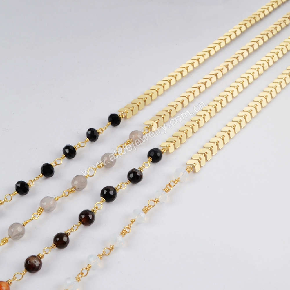 G1356 Fashion beaded necklace women natural stone gold plated necklace boho jewelry wholesale