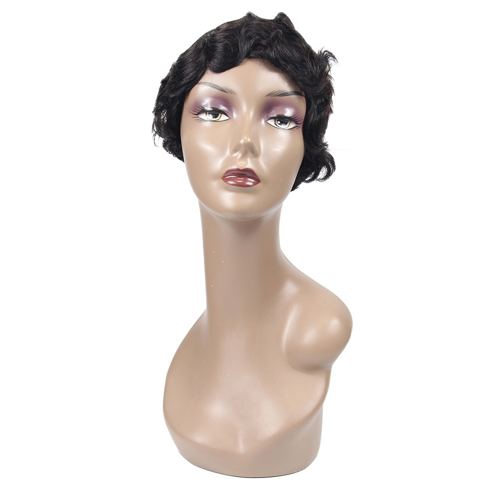 100% human hair wig making machine,machine made short pixie cut curly wig,machine to make wigs for black women