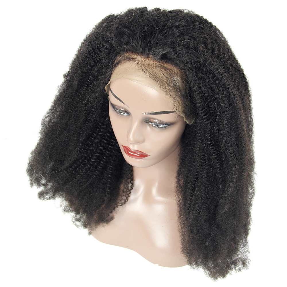 Wholesale transparent swiss hd full 360 lace frontal wig, fast shipping no shedding 100% human hair mongolian afro kinky wig