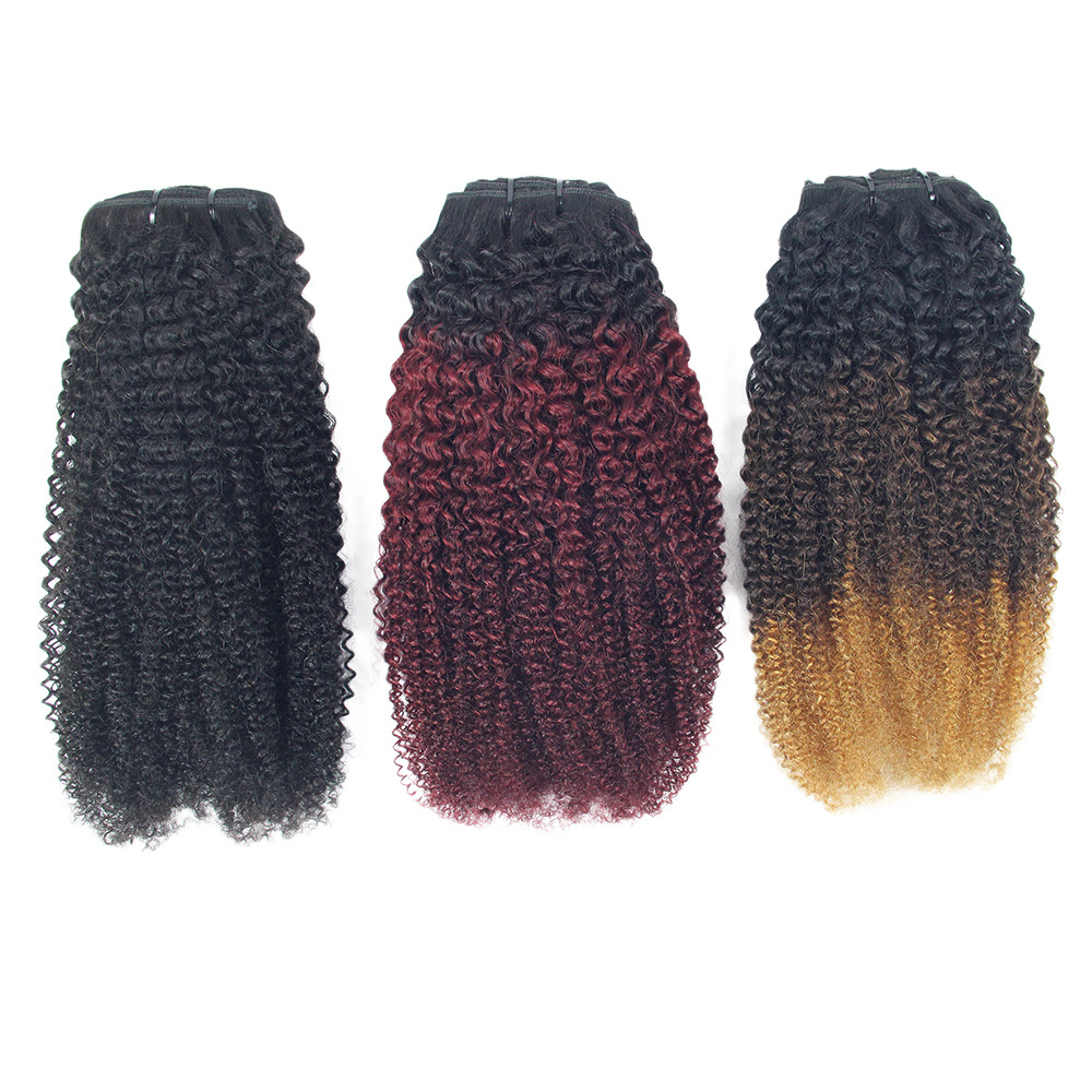 Unprocessed Mongolian Afro Kinky Curly Real Hair Extension Clip ins 4A 4B 4C Human Hair Clip In Hair Extensions