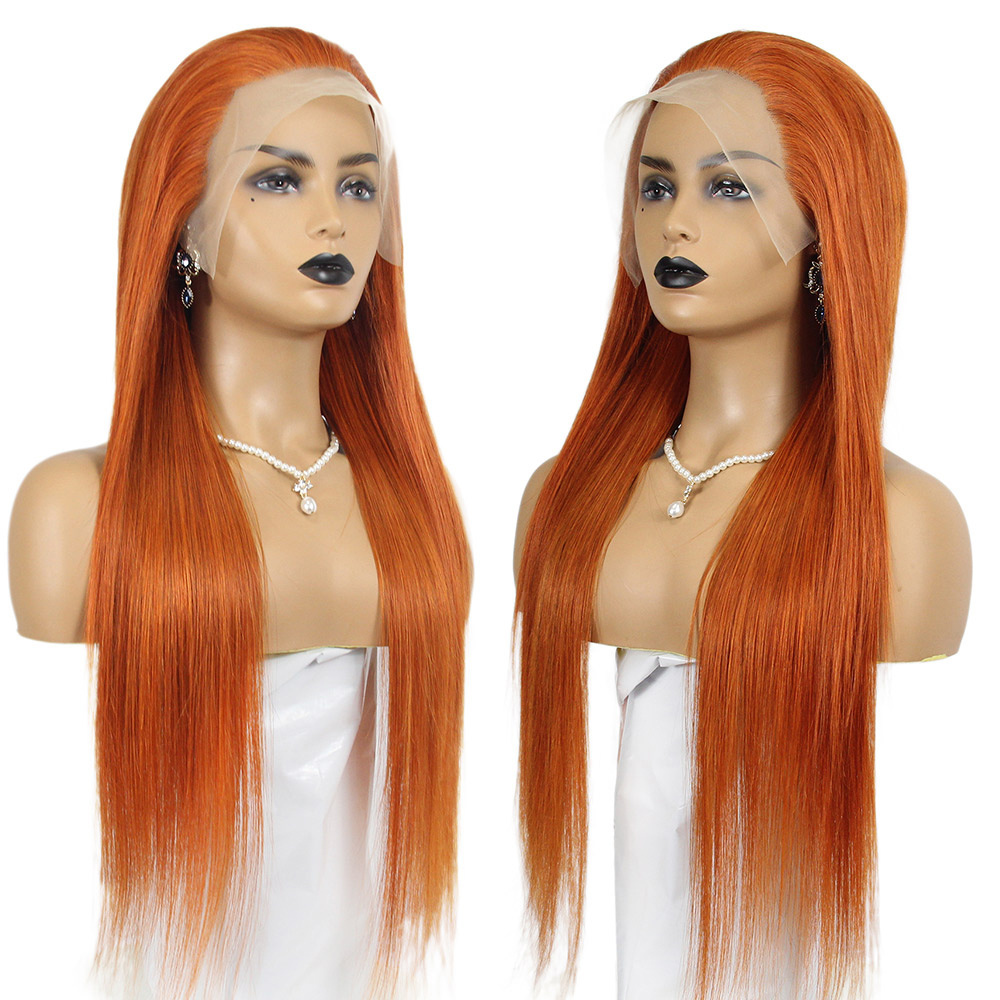 13X4 Lace Front Wig Cheap Brazilian Human Hair Ginger Orange #350 Color Lace Front Wigs Straight Hair Wigs For Black Women 180%