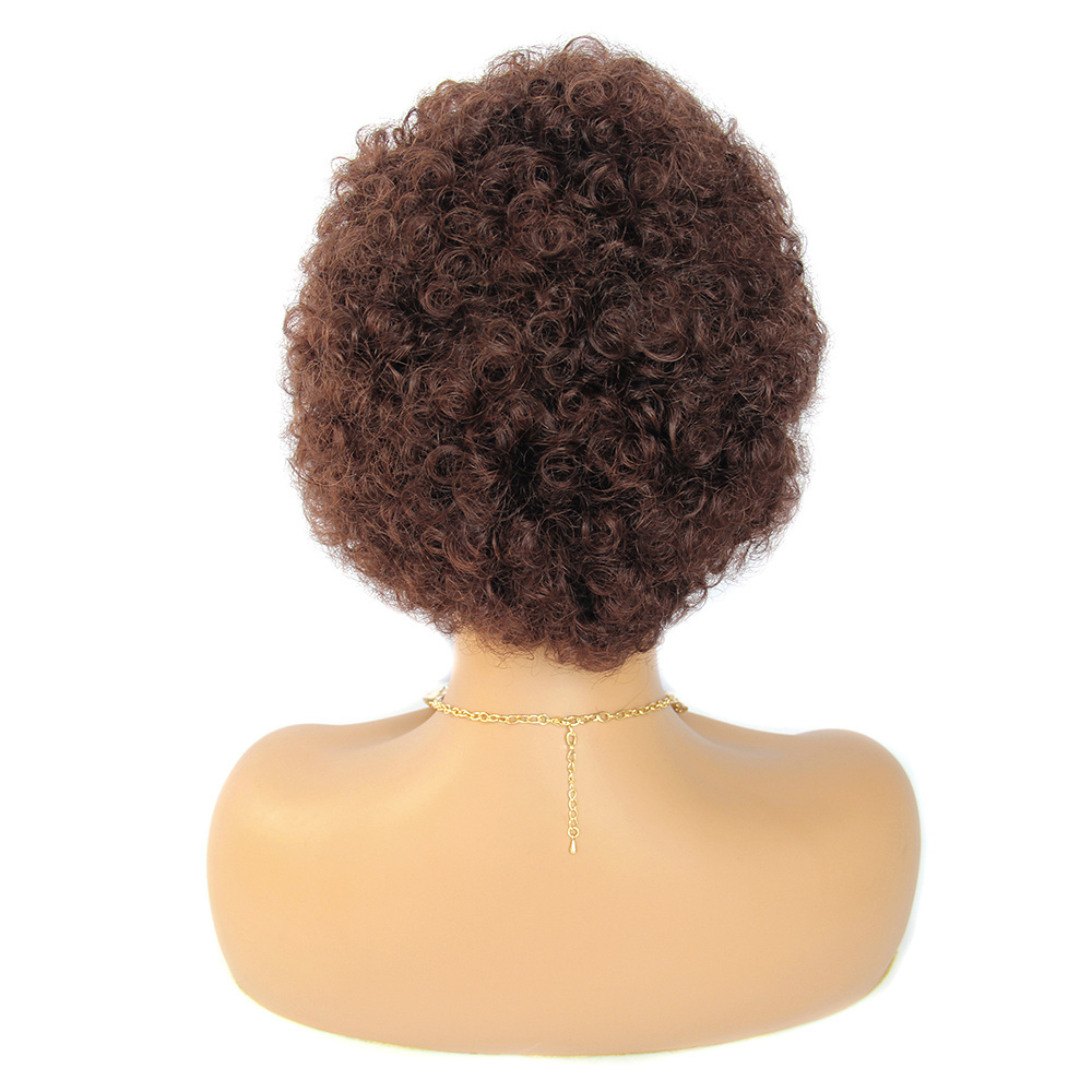 Free sample Cheap hot selling short curly human hair wig color #33 #99j natural color afro sewing machine wig