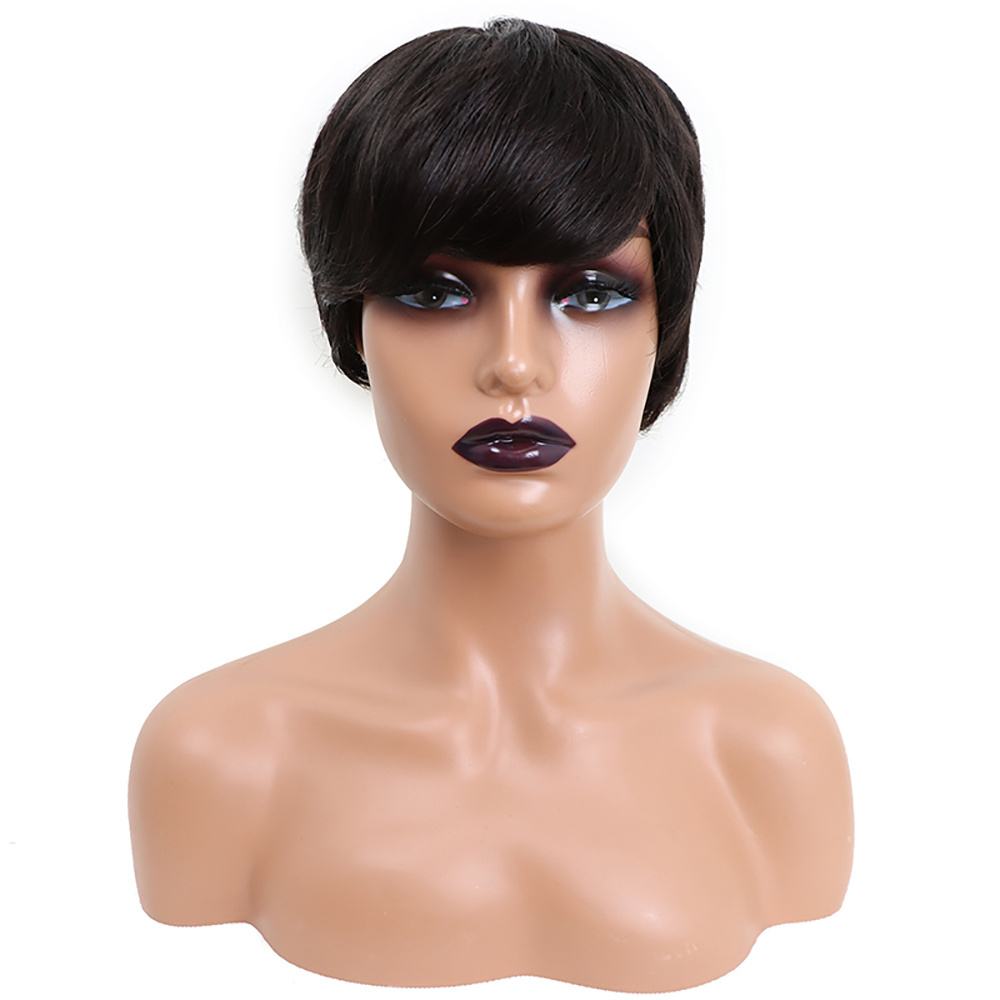 100% human hair wig making machine,machine made short pixie cut curly wig,machine to make wigs for black women