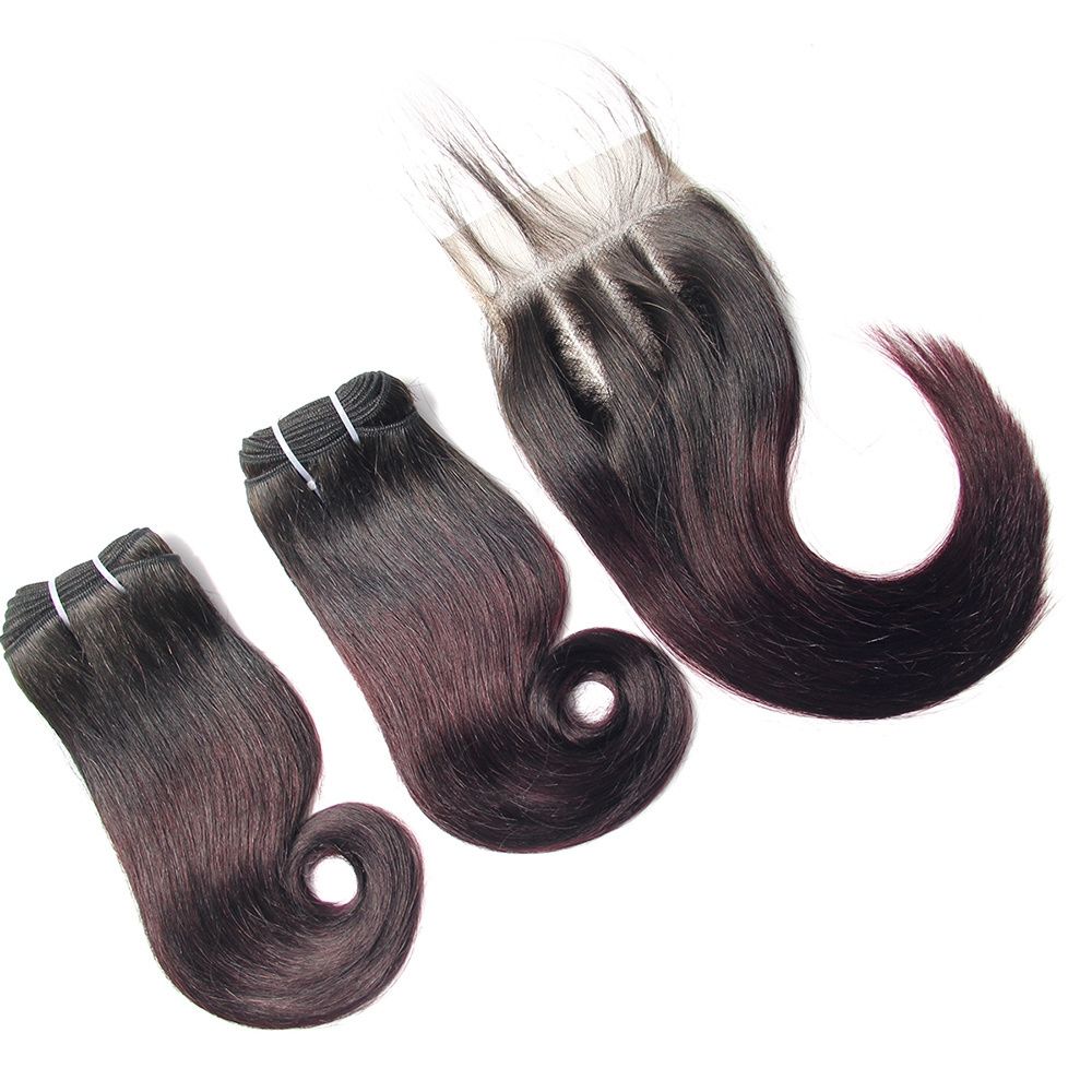 10a burgundy two tone ombre remy hair weaving, color 99j hair weave red braiding indian hair bundles from india vendor