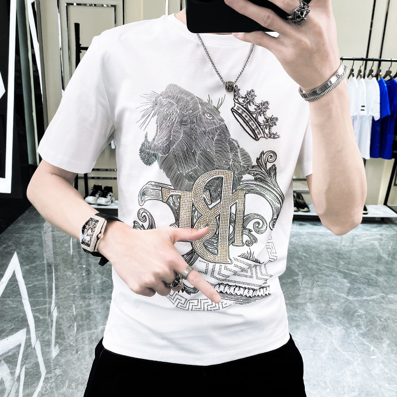 Hot-selling hot diamond fashion in summer t-shirt streetwear blouse short sleeve overrun t shirt