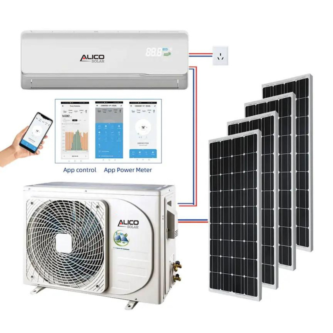 9000 12000 18000 24000 BTU AC Solar Powered Air Conditioner DC Off Grid Solar Air Conditioner Hybrid Mini Split For Home