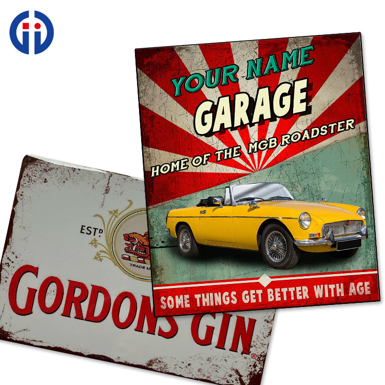 Customized Printed Motor Oil Tin Plaque Tyre Service Retro Vintage Metal Tin Signs