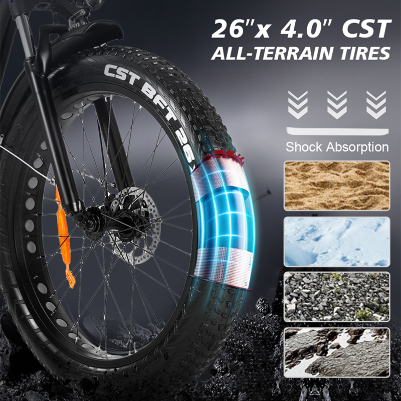 [EU STOCK] Samebike YY26 Electric Bicycle 750W 48V 15AH 26 Inch 4.0 Fat Tire Adult MTB Ebike LCD Snow Beach Motorcycle 35 KM/H