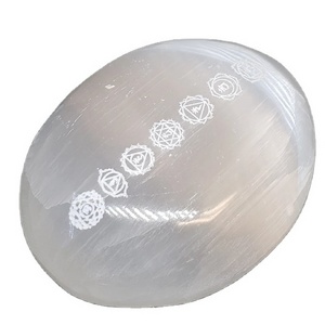 Best Quality Hot Sale Bulk Natural  Selenite Palm Stone - Laser Etched Chakras for gift