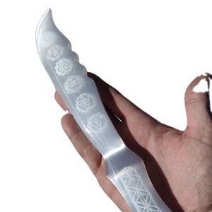 Best Quality Hot Sale Bulk Natural   Carved Selenite Knife sword with chakra etchings for gift