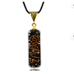 Black Tourmaline  Protection Orgonite Pipe Shape Pendant Orgone Pendant Necklace With Chakra Crystals For Energy Generator